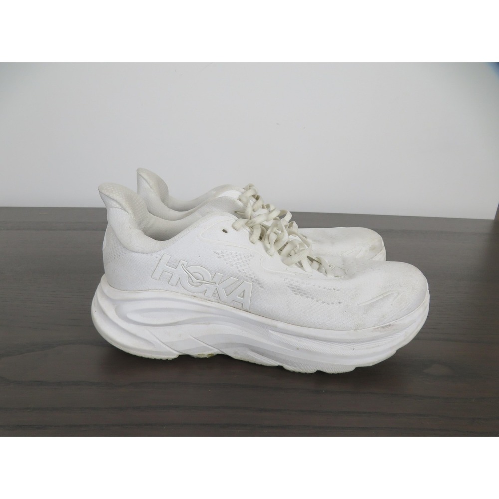Hoka One One Clifton 10 Shoes Mens Size 8 White Running Sneakers 1162030 WWH